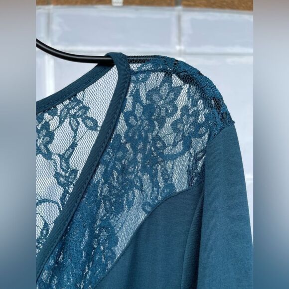 LONG TALL SALLY LACE INSERT TEAL DRESS SIZE 14 - Picture 9 of 13